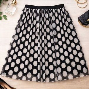 Mango Black and White A-Line Polka Dot Skirt USA- XS